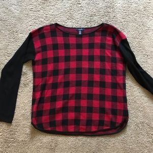 BLack and red checkered sweater